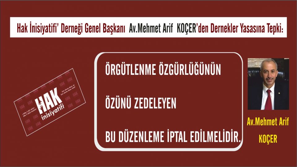 Hak İnisiyatifi Genel Başkanı  Arif Koçer:Bu Genelge Usulsüzdür / Hak İnisiyatifi Derneği: ÖRGÜTLENME ÖZGÜRLÜĞÜNÜN ÖZÜNÜ ZEDELEYEN BU DÜZENLEME İPTAL EDİLMELİDİR.