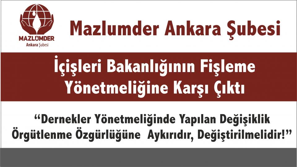 Mazlumder Ankara Firas İsmail Kassap'ın Irak'a idesinin durdurulmasını istedi / MAZLUMDER'den Dernekler Yönetmeliğine Tepki  : Yasal faaliyetlere kriminal bir gözlükle bakmak, ülkeyi  çorak bir vahaya çevirecektir