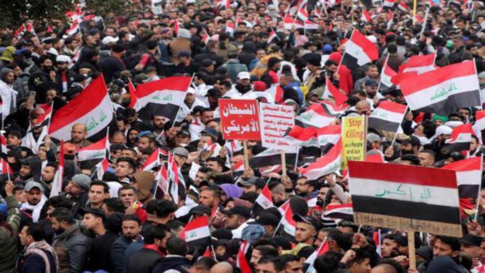 Irak'ın başkenti Bağdat'ta ABD'ye karşı milyonluk protesto gösterisi  