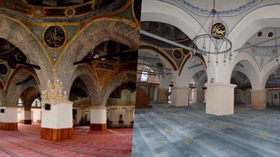 Restorasyon adıyla 500 yıllık camiye badana yaptılar!