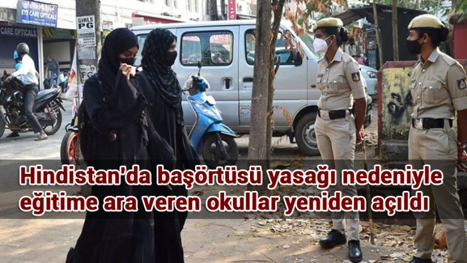 Hindistan'da başörtüsü yasağı nedeniyle eğitime ara veren okullar yeniden açıldı