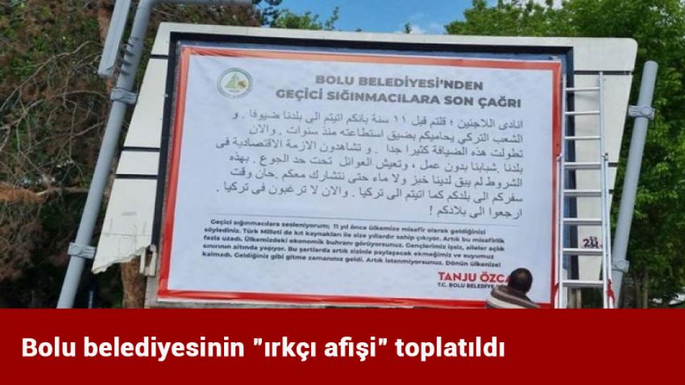 Bolu belediyesinin "ırkçı afişi" toplatıldı
