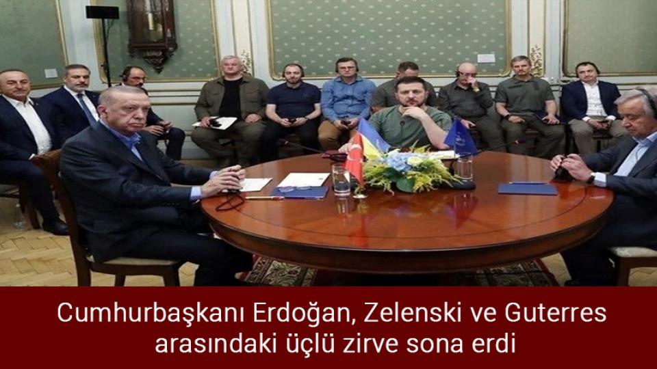 Türkiye, Ukrayna'nın yeniden inşasına yardımcı olacak / Cumhurbaşkanı Erdoğan, Zelenski ve Guterres arasındaki üçlü zirve sona erdi