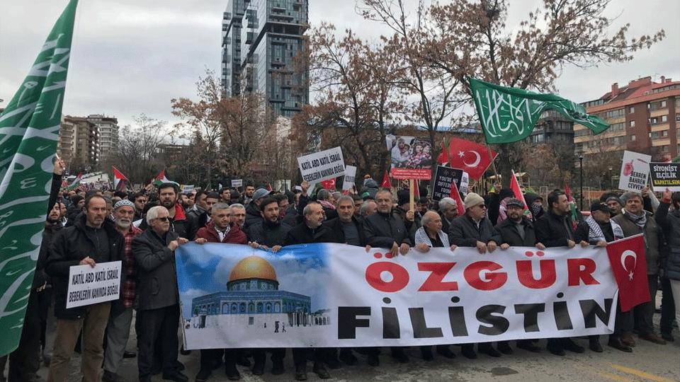 Ankara'da Filistin Dayanışma Platformu, 10 Aralık Dünya İnsan Hakları Günü'nde Amerikan Büyükelçiliği Önünde Eylem Yaptı